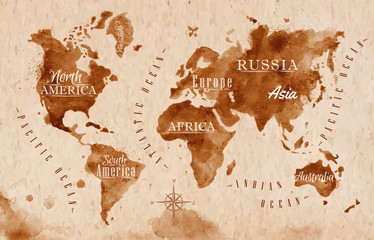 Naklejka premium World map map retro