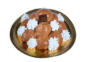 Italian pastry: chocolate profiteroles