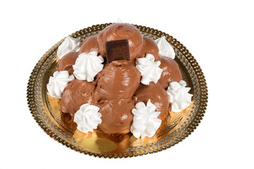 Italian pastry: chocolate profiteroles