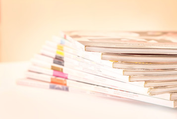 Stacking of magazines , selective focus