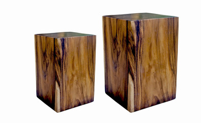 two wooden stool isolated on white background