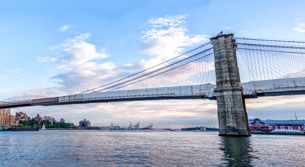 New York Brooklyn Bridge and Pier 17, panoramic hi-res view