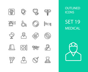 Outline icons thin flat design, modern line stroke style