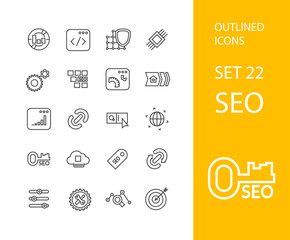 Outline icons thin flat design, modern line stroke style