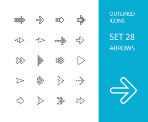 Outline icons thin flat design, modern line stroke style