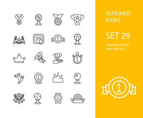 Outline icons thin flat design, modern line stroke style