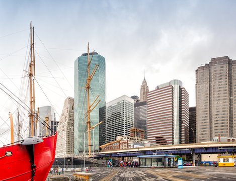 NEW YORK CITY - JUNE 10, 2013: South Street Seaport and Pier 17