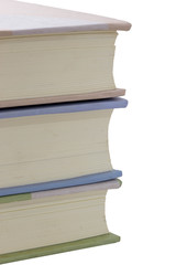 Books in a row isolated on white background