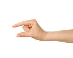 Female caucasian hand gesture isolated