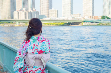Japanese girl wearing Yukata