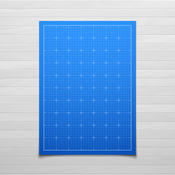 Blue isolated square grid with shadow isolated on wood texture