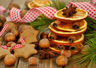 Christmas ingredients and cookies