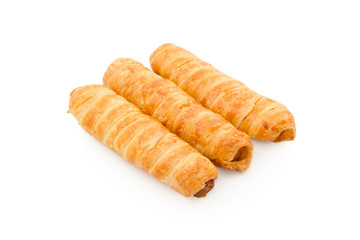 croissant hotdog roll on white background