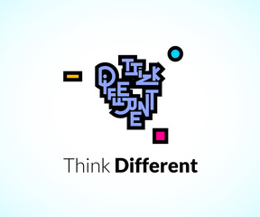 Think different phrase, graffiti logo sign, concept icon symbol
