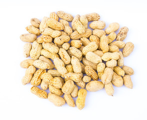 Peanuts on white background