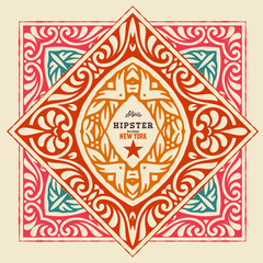 Old baroque card. Floral and laurel details