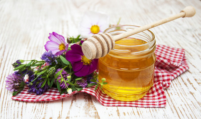 Honey with flowers