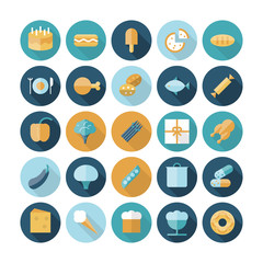 Flat design icons for food