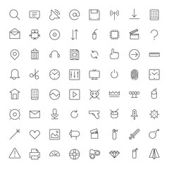 Thin Line Icons For Interface