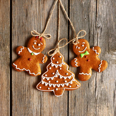 Christmas homemade gingerbread couple cookies