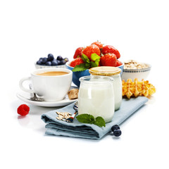 Healthy breakfast - yogurt with muesli and berries