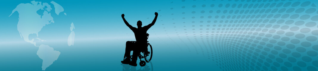 Vector silhouette of man in wheelchair.