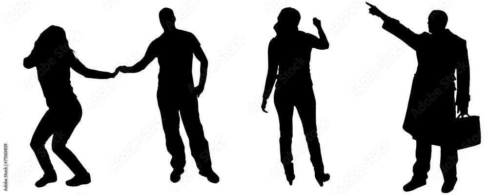 Wall mural Vector silhouette of people.