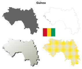 Guinea blank detailed outline map set