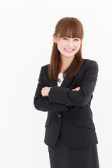 portrait of asian businesswoman on white background