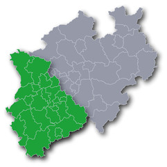 Karte NRW mit Rheinland