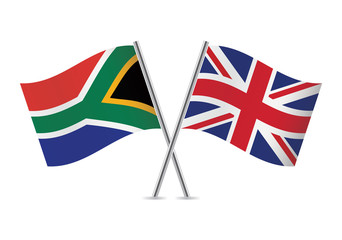 Fototapeta premium British and South African flags. Vector illustration.