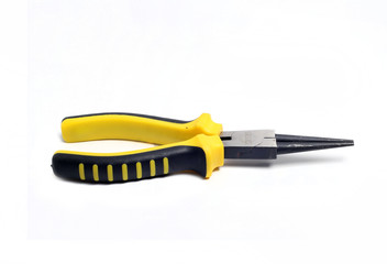 Pliers round compact with yellow handles on white