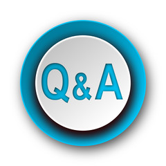 question answer blue modern web icon on white background