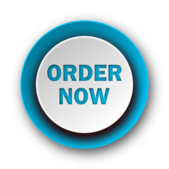 order now blue modern web icon on white background