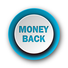 money back blue modern web icon on white background
