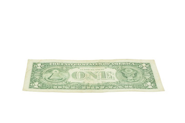 One dollar United states currency on white