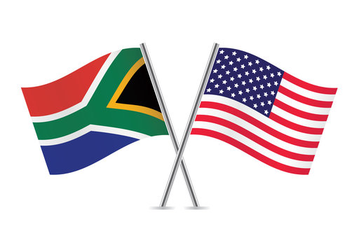 American and South African flags. Vector illustration.