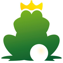 Froschkönig mit Krone und Kugel