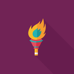 flaming torch flat icon with long shadow,eps10