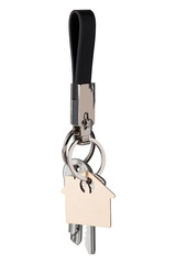 key attached to a leather keychain