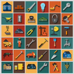 Set of house repair tools icons.