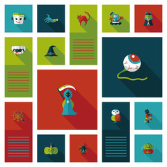 Halloween flat ui bakcground set