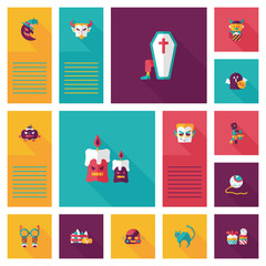 Fototapeta premium Halloween flat ui bakcground set