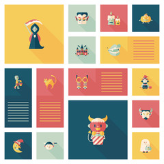 Halloween flat ui bakcground set