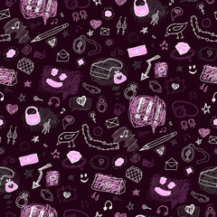 Accessories. Hand drawn seamless pattern.