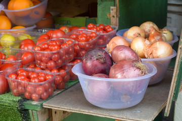 Fruit and vegetables at market stall