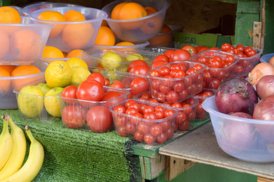 Fruit and vegetables at market stall