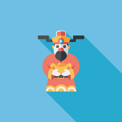 Chinese New Year flat icon with long shadow,eps10, God of wealth