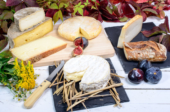 Camembert of Normandy with different French cheeses