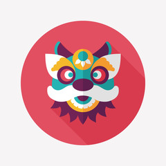 Chinese New Year flat icon with long shadow,eps10,The dragon and